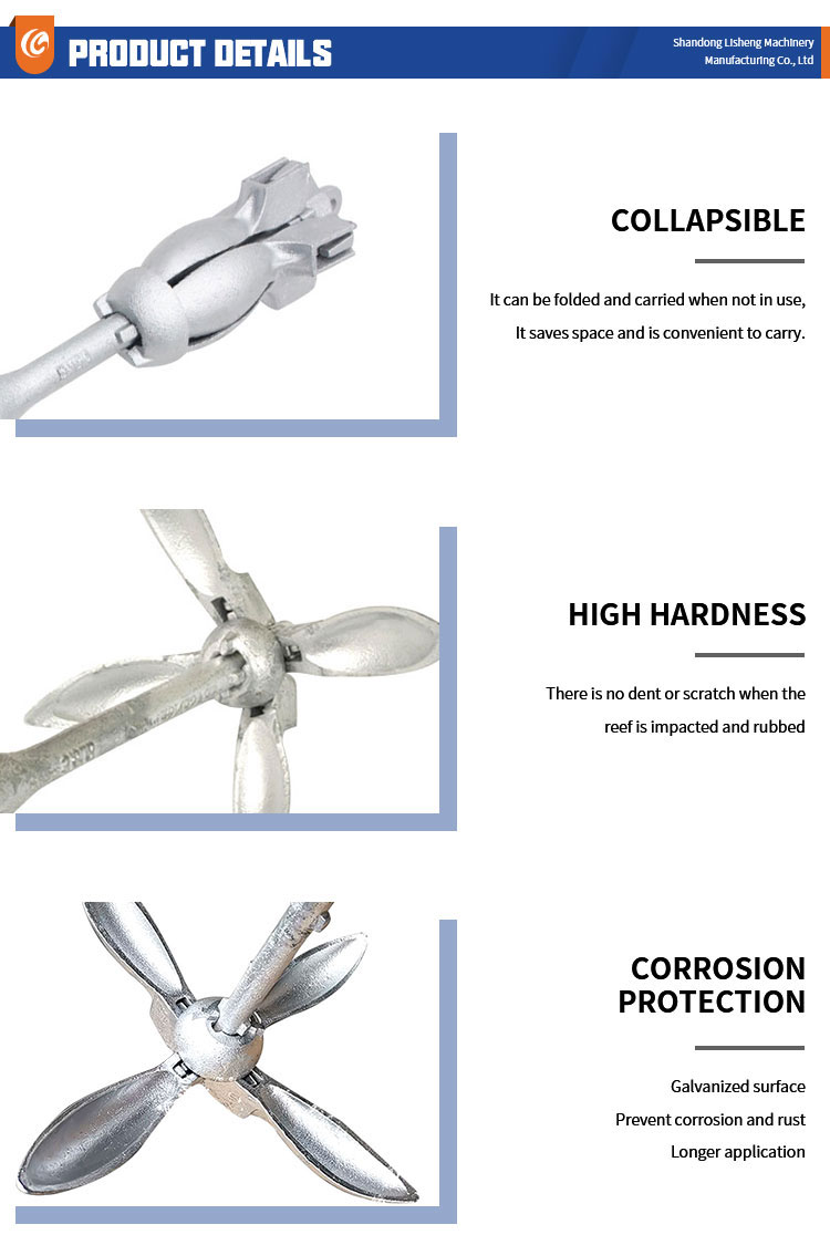 Mirror polish stainless steel folding anchor for yacht boat manufacture