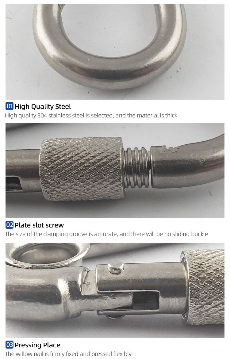 High Strength Rock Climbing Carabiner Snap Hook with Screw and Eyelet supplier