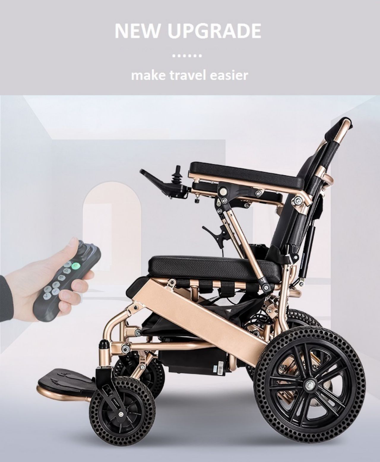 601L Reclining Lightweight Folding Electric Wheelchair with LCD Voice Joystick and Honeycomb Solid Wheel Motorized Wheelchairs details