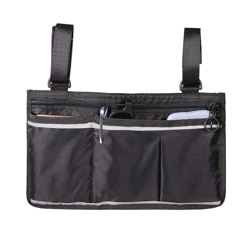 KSM-WB01 Wheelchair Side Bag, Wheelchair Pouch Bag with Cup Holder Armrest Accessories for Wheelchair Rollator Electric Scooter