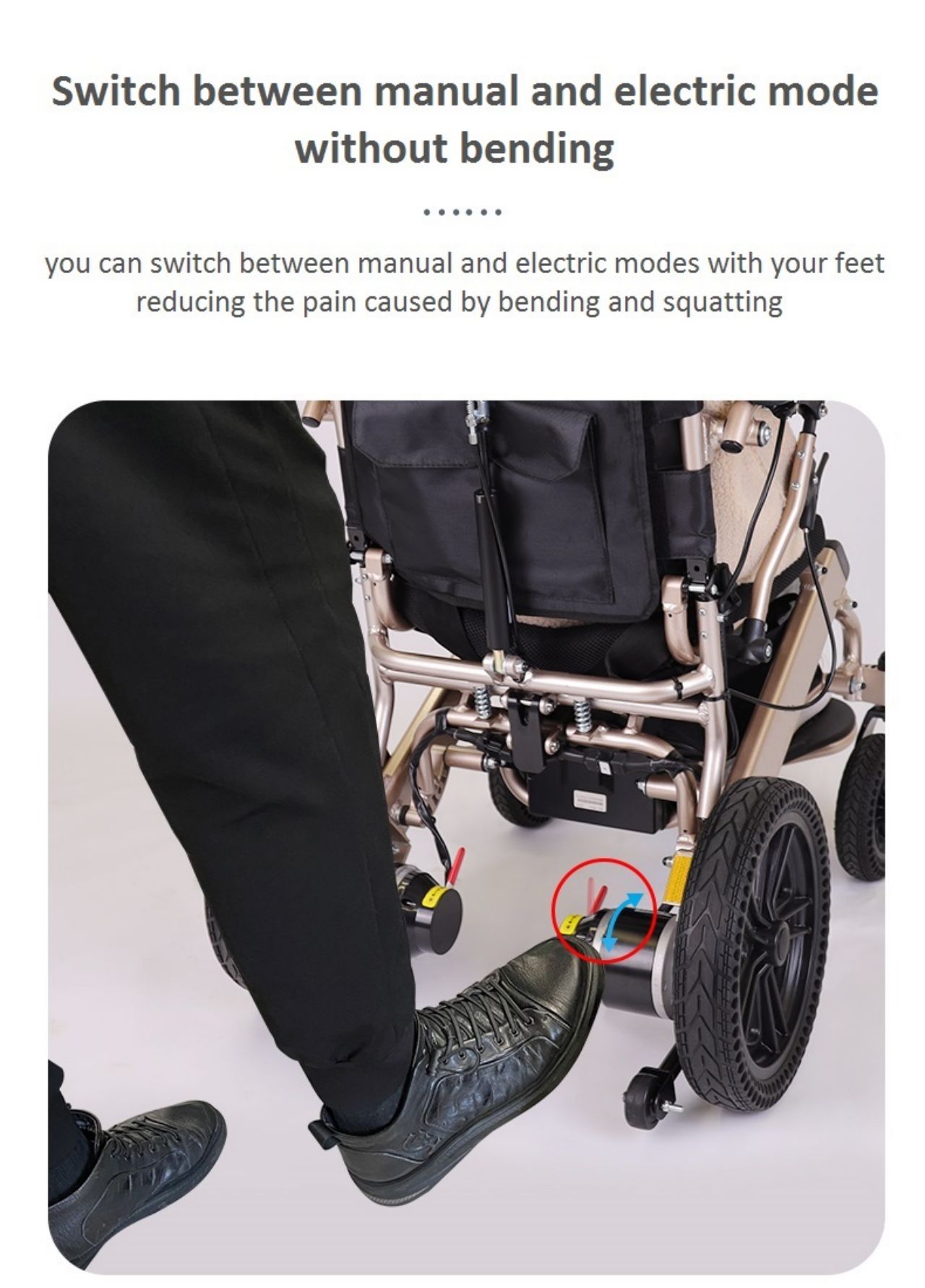 601L Reclining Lightweight Folding Electric Wheelchair with LCD Voice Joystick and Honeycomb Solid Wheel Motorized Wheelchairs details