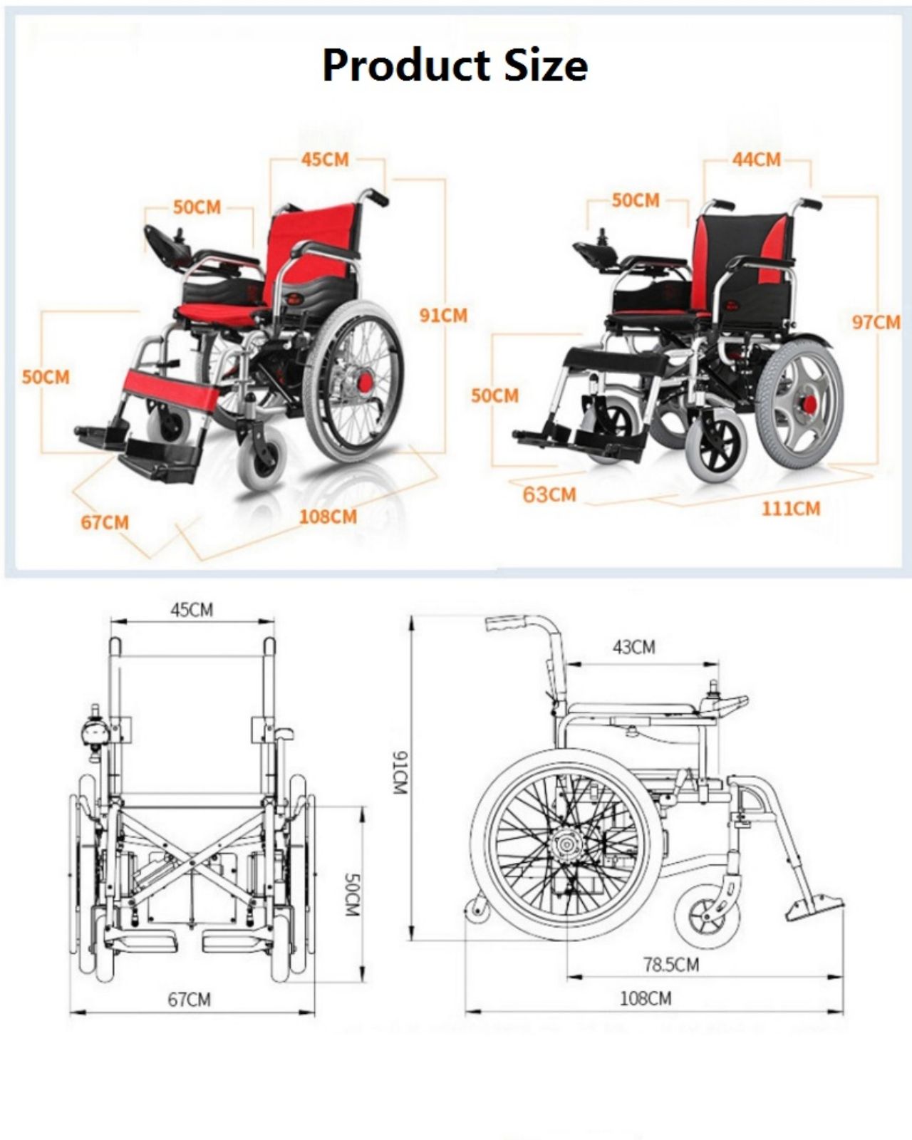 KSM-502 24inch New Arrival Travel Motor Electronic Motorized Folding Battery Operated Power Reviews Electric Wheelchair Sales details