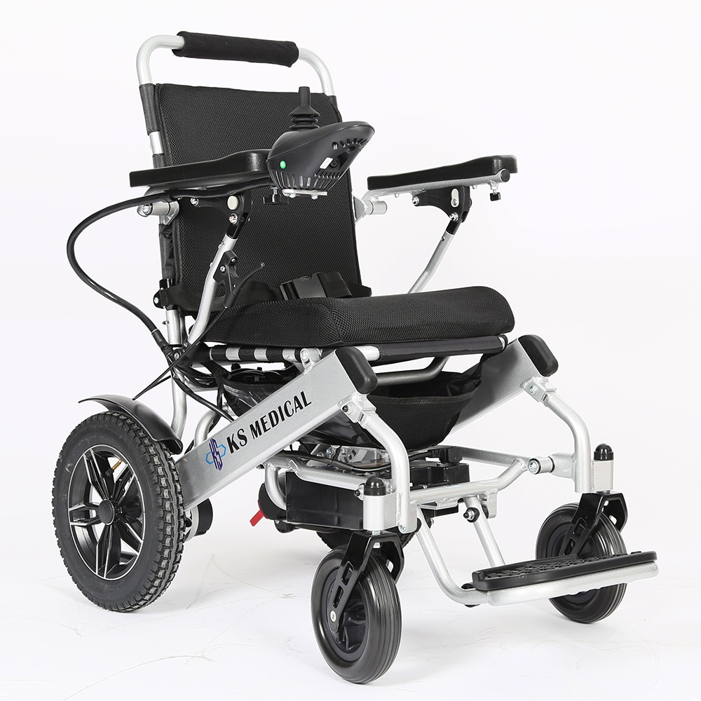 KSM-601MR Portable travel electric wheelchair with remote controller and manual backrest recliner function for the disabled and adults