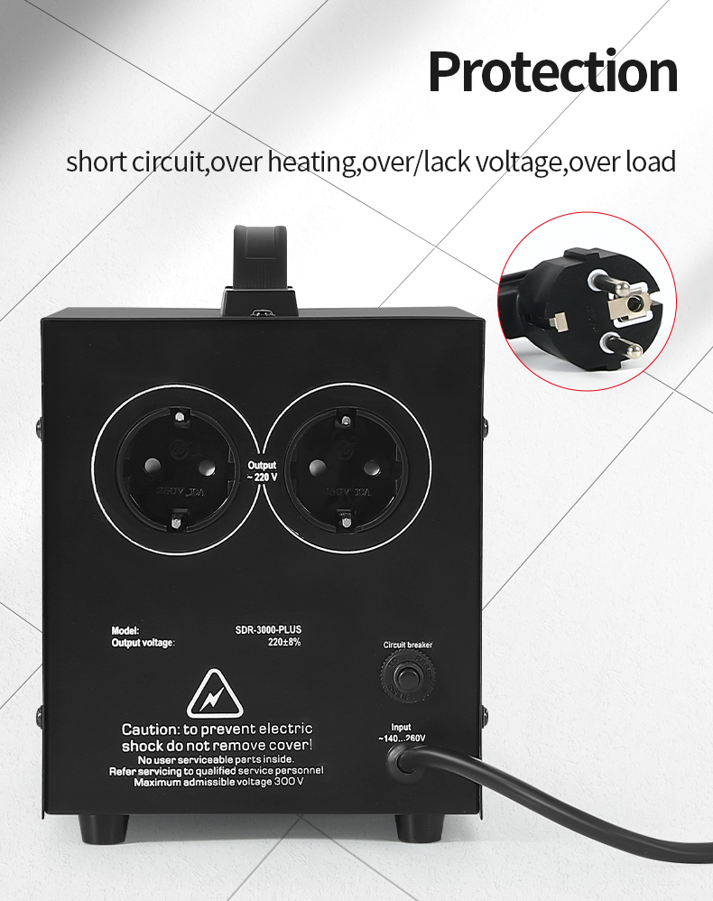 3000VA AVR Automatic Voltage Regulators Stabilizers Single Phase 100-270V Input Range 220V Power LED Display for SVC and SDR details