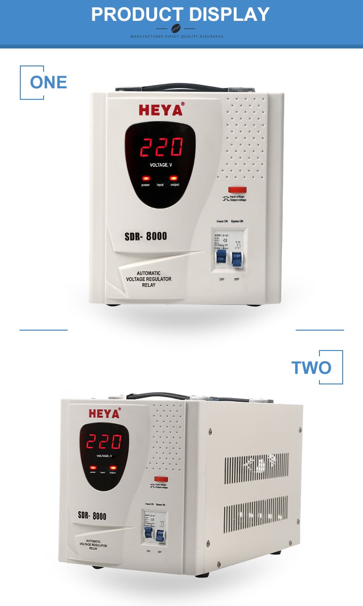 Single phase LED rely type full automatic AC voltage regulator SDR-8000 Stabilizers home generator factory