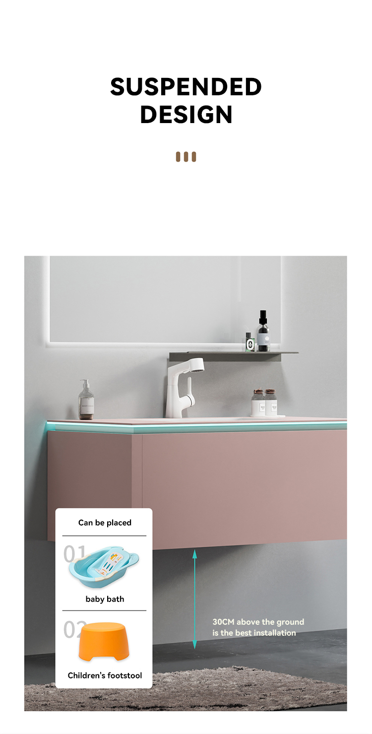 Building Hotel Bathroom Furniture Wall Mounted Led Smart Mirror Sintered Stone Bathroom Cabinet for Construction Project supplier