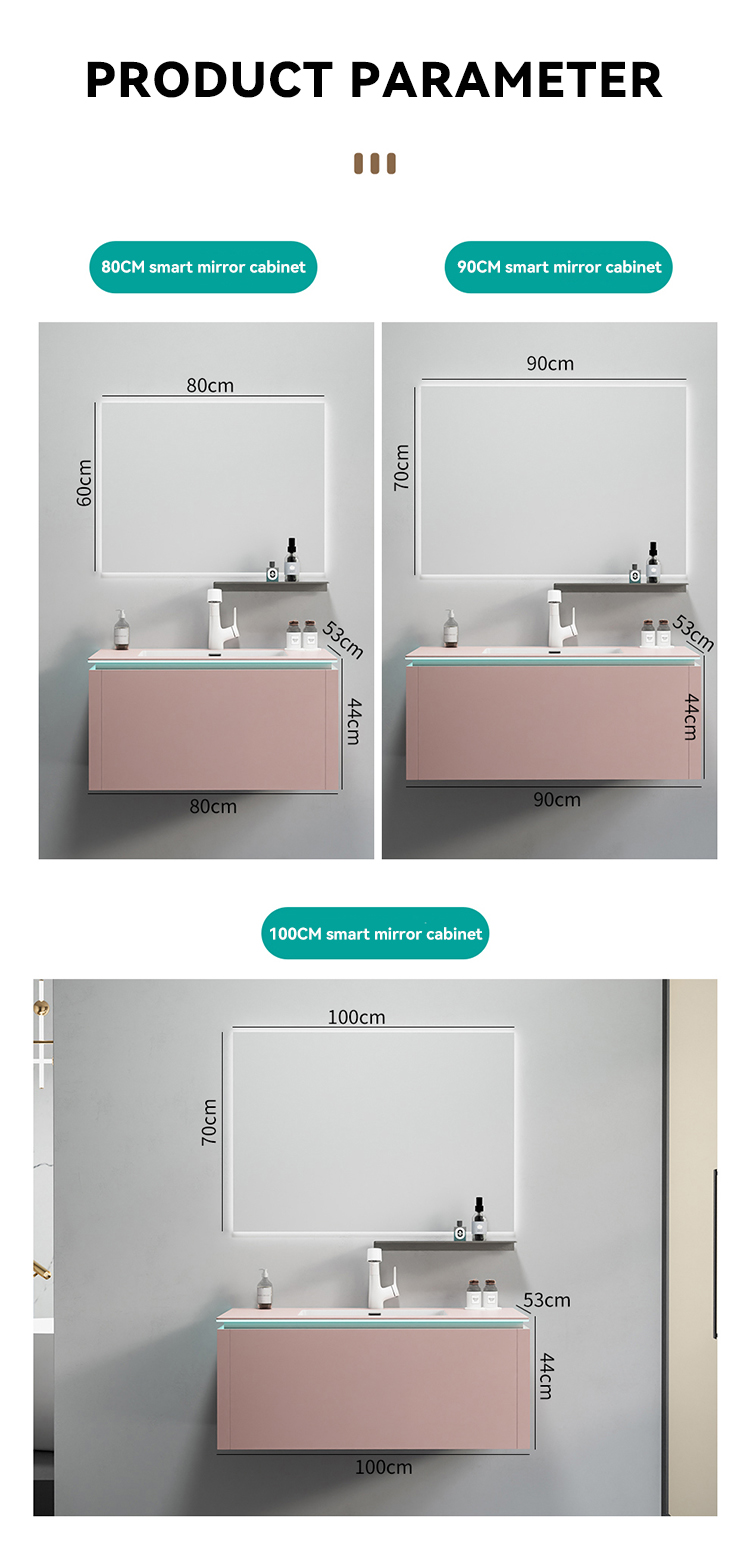 Building Hotel Bathroom Furniture Wall Mounted Led Smart Mirror Sintered Stone Bathroom Cabinet for Construction Project details