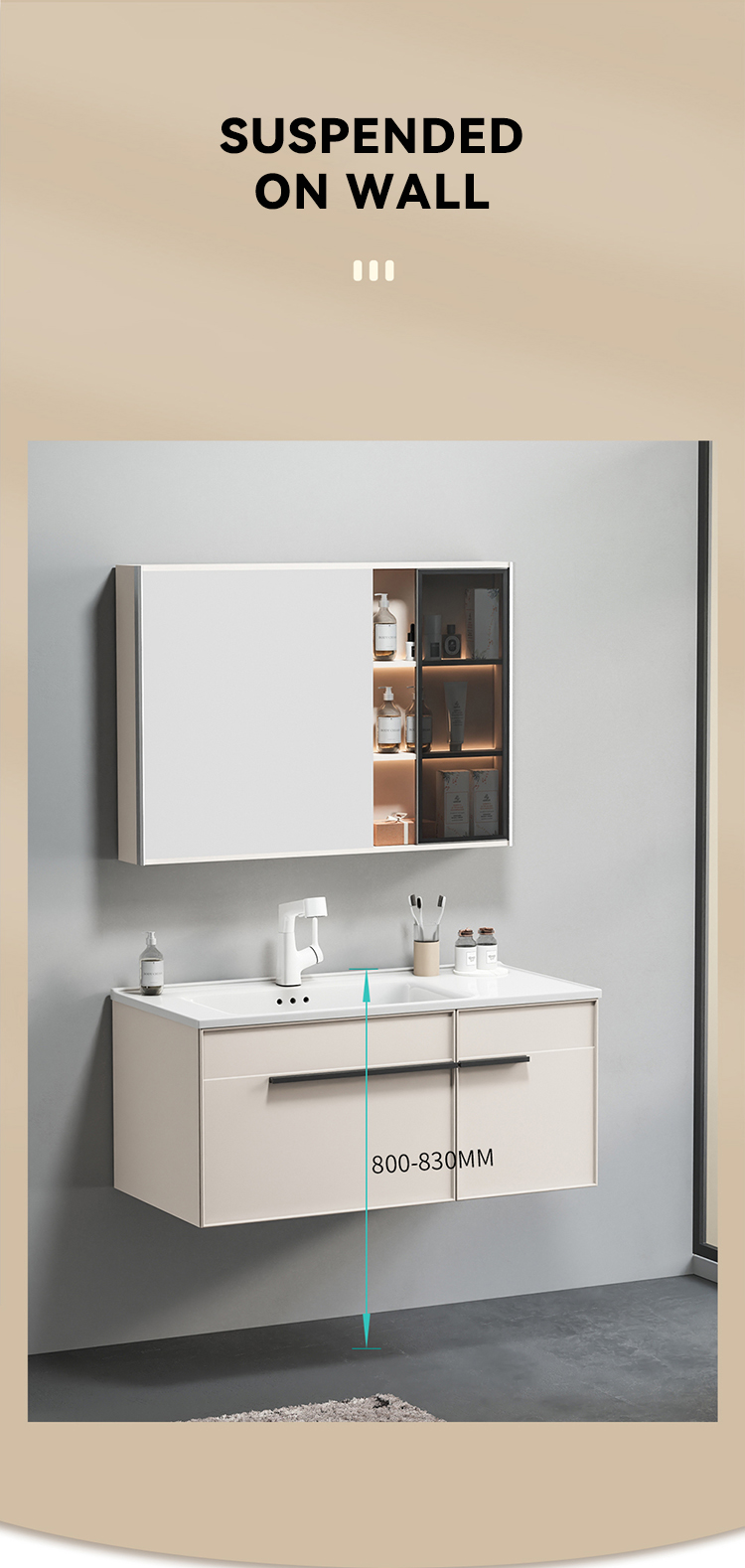 Luxury Bathroom Furniture Wall Mounted Bathroom Mirror Cabinet Solid Wood Bathroom Vanity Cabinets manufacture