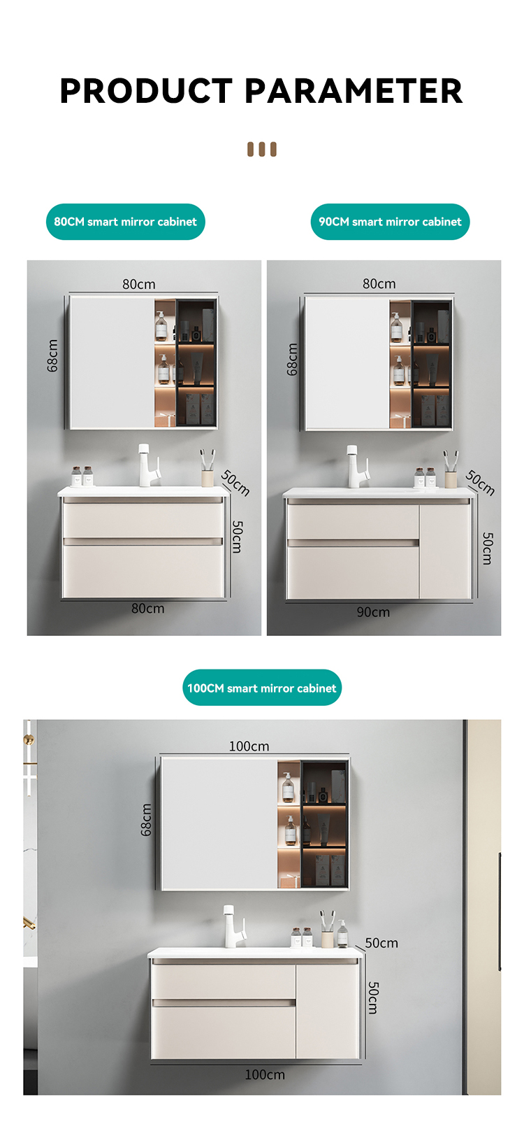European New Custom Wooden Wall Mounted Bathroom Mirror Cabinet Solid Wood Bathroom Furniture Bathroom Vanities with Sink manufacture