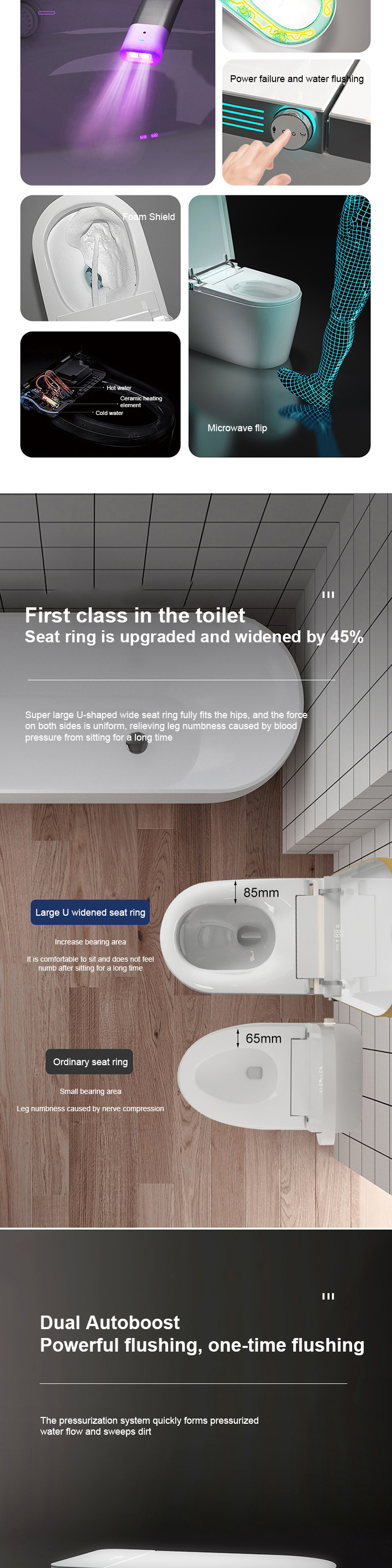 Modern auto open intelligent bathroom wc electric sanitary items ceramic commode toilet one piece smart bidet toilet factory
