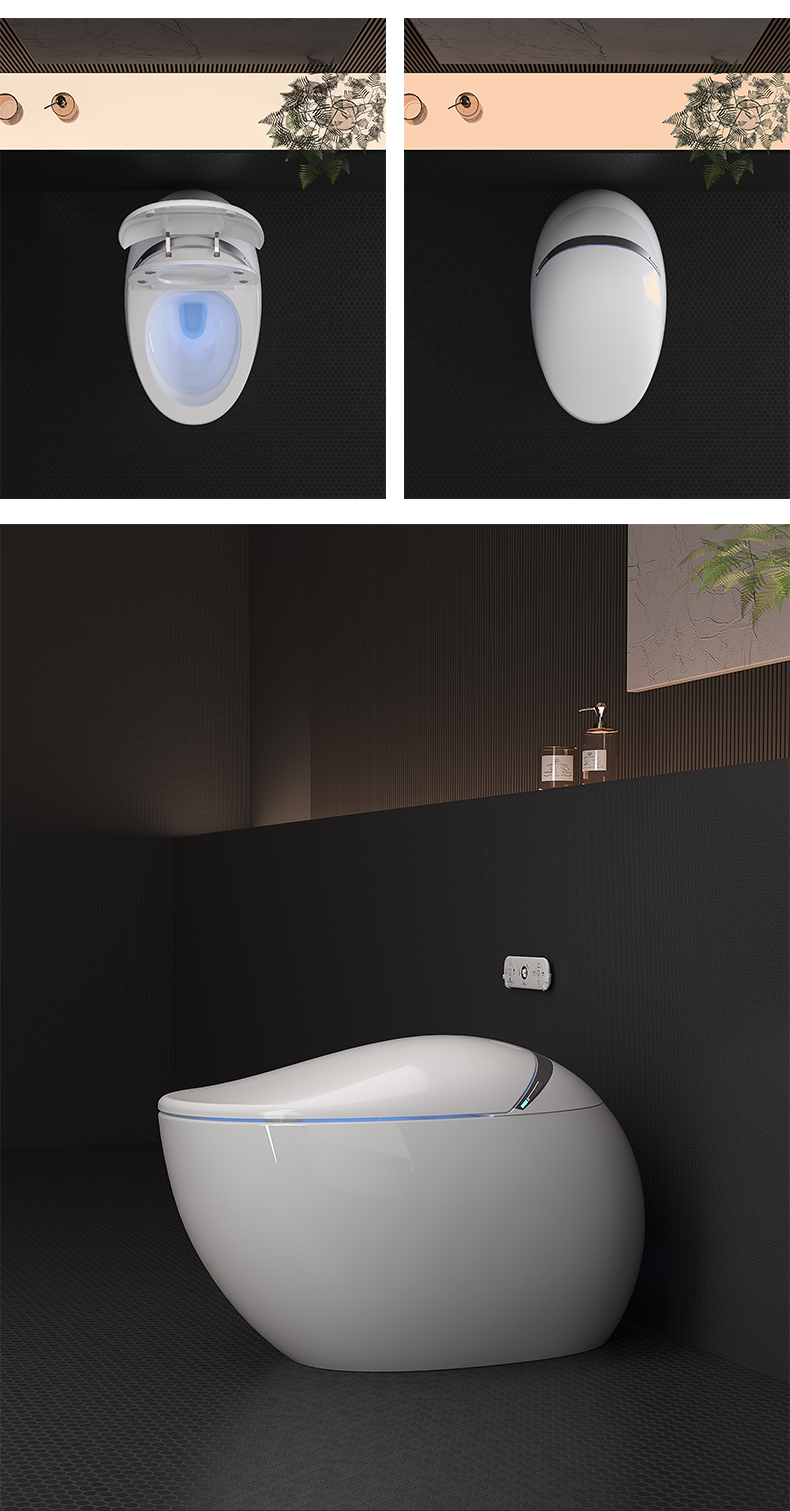 Round Egg Design Color Automatic Ceramic Toilets Bowl Electric Bathroom Wc Bidet Floor One Piece Intelligent Smart Toilet Bowl factory