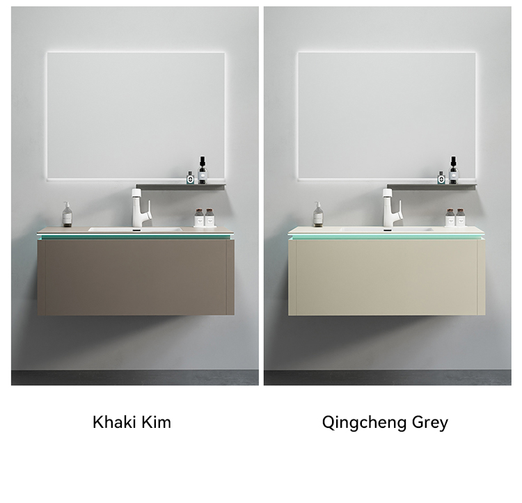 Building Hotel Bathroom Furniture Wall Mounted Led Smart Mirror Sintered Stone Bathroom Cabinet for Construction Project factory