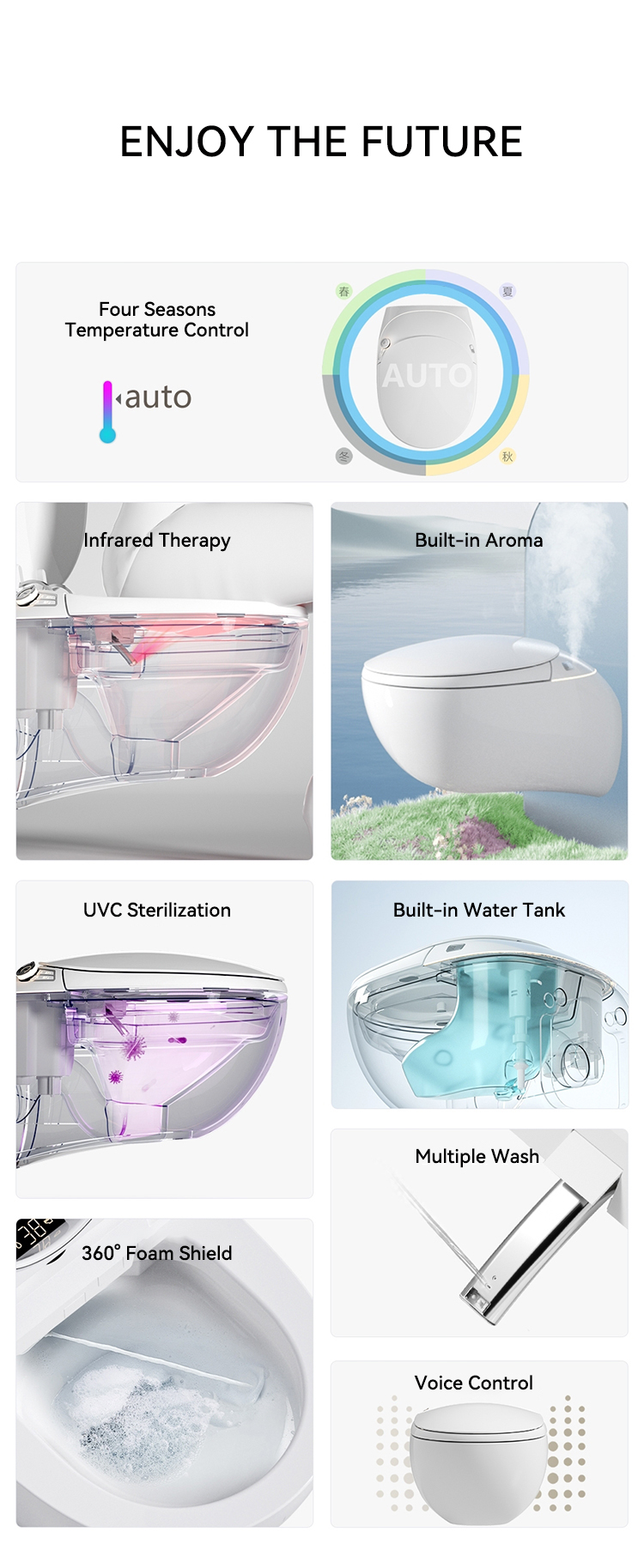 Modern Style Wall Hung Bathroom Smart Toilet Bidet Automatic Flush Intelligent Closestool Bathroom Smart Toilets supplier