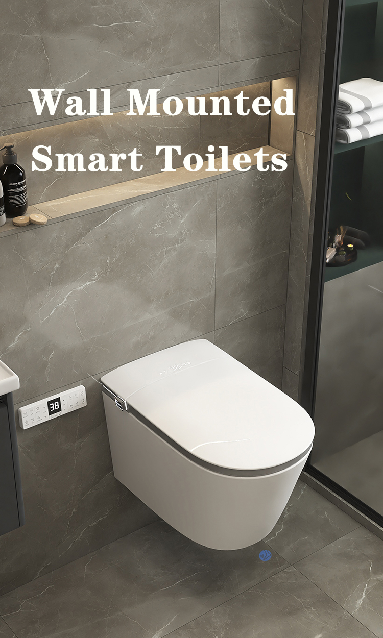 Custom Automatic Sanitary Ware Ceramic Wall Mounted Intelligent Toilet Bowl Bathroom Water Closet Wall Hung Smart Toilets factory