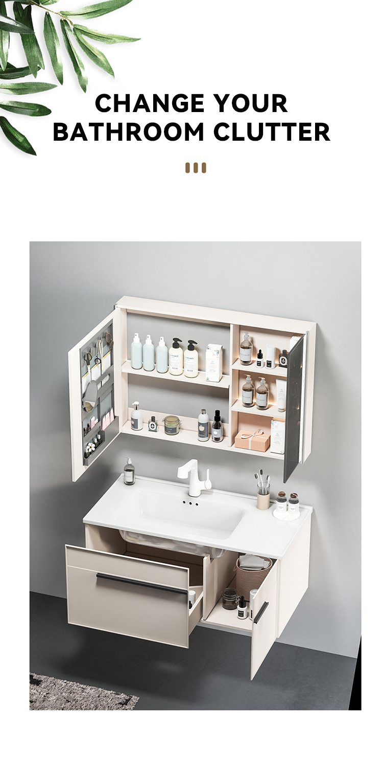 Luxury Bathroom Furniture Wall Mounted Bathroom Mirror Cabinet Solid Wood Bathroom Vanity Cabinets details