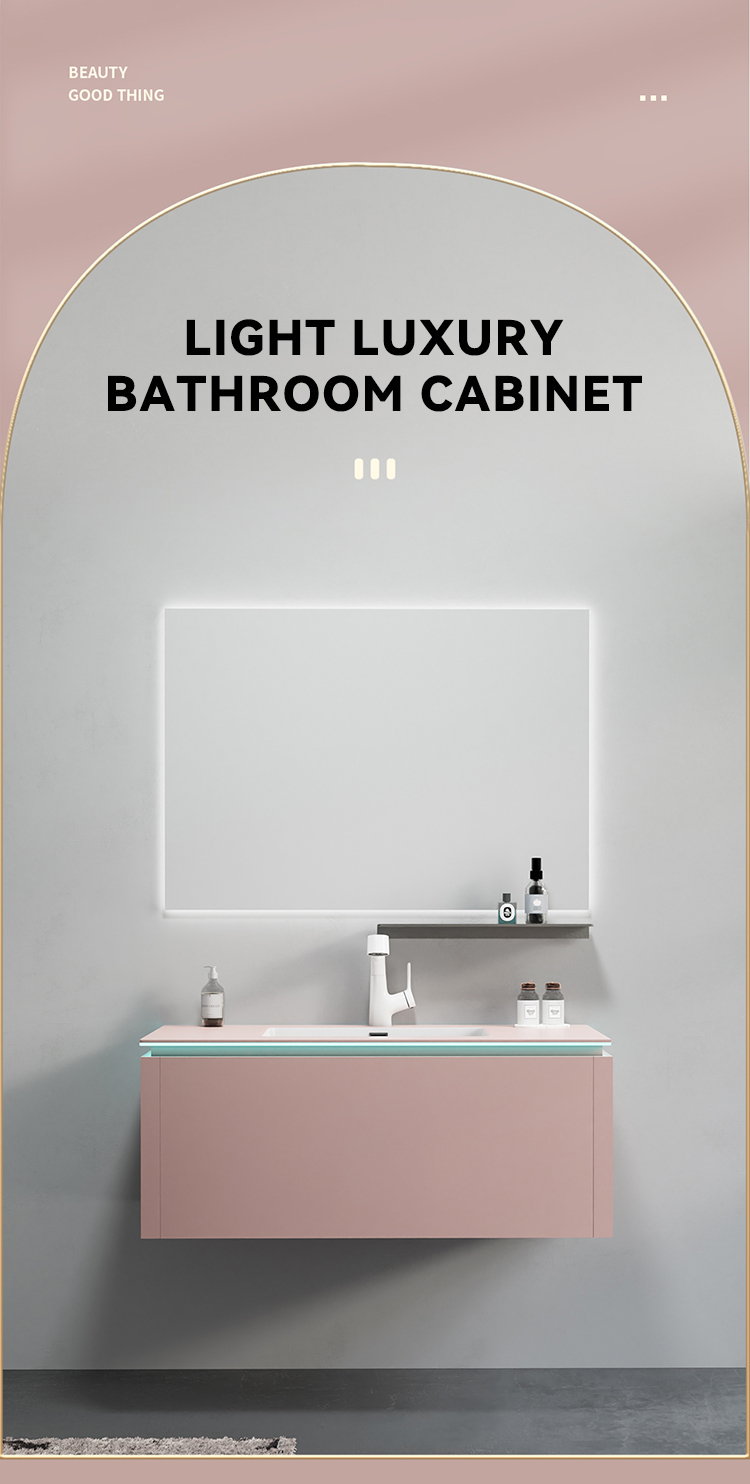 Building Hotel Bathroom Furniture Wall Mounted Led Smart Mirror Sintered Stone Bathroom Cabinet for Construction Project factory