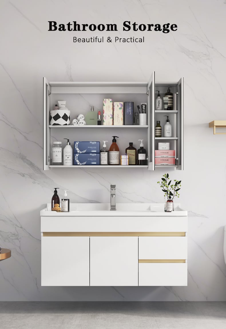 Top Quality Bathroom Furniture Waterproof Bathroom Vanities Sink Wall Mounted Bathroom Cabinets And Vanities Set factory