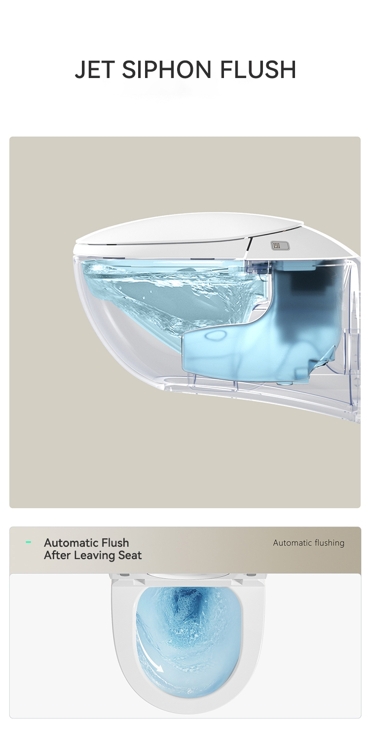 Modern Style Wall Hung Bathroom Smart Toilet Bidet Automatic Flush Intelligent Closestool Bathroom Smart Toilets factory