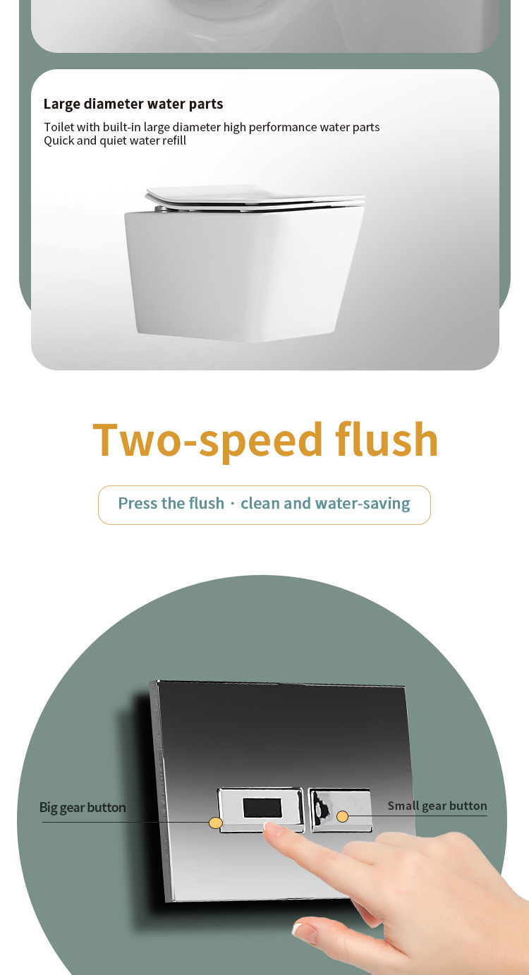 Modern style ceramic one piece bathroom wall flush system hanging toilet wall mount water closet supplier