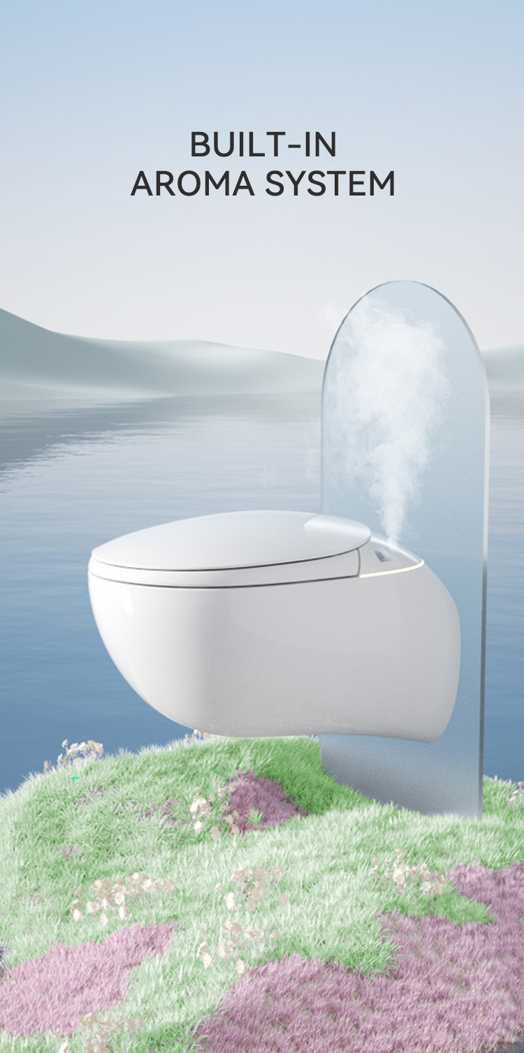 Modern Style Wall Hung Bathroom Smart Toilet Bidet Automatic Flush Intelligent Closestool Bathroom Smart Toilets factory