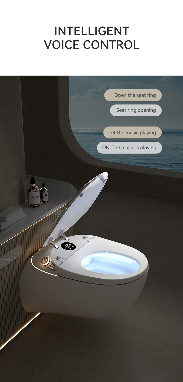 Modern Style Wall Hung Bathroom Smart Toilet Bidet Automatic Flush Intelligent Closestool Bathroom Smart Toilets manufacture