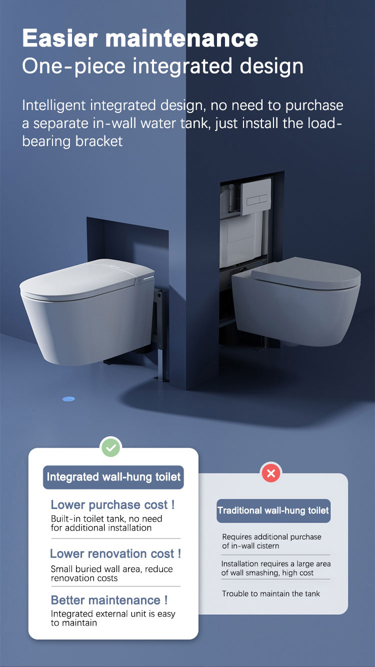 Custom Automatic Sanitary Ware Ceramic Wall Mounted Intelligent Toilet Bowl Bathroom Water Closet Wall Hung Smart Toilets supplier