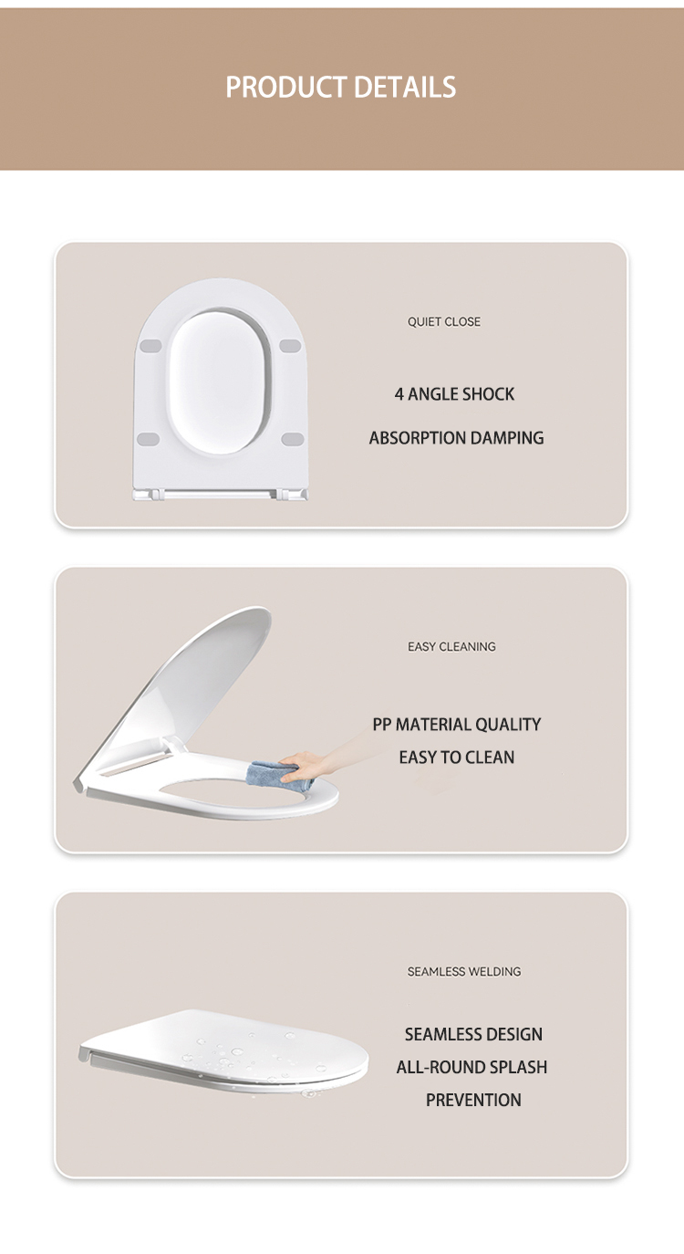 High Quality OEM PP Toilet Accessories Soft Closing Toilet Seat Cover Bathroom Heated Toilet Seats Covers factory