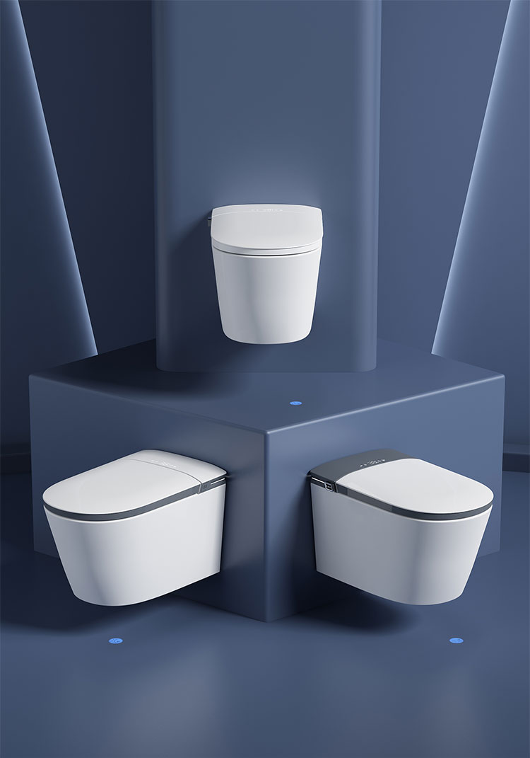 Custom Automatic Sanitary Ware Ceramic Wall Mounted Intelligent Toilet Bowl Bathroom Water Closet Wall Hung Smart Toilets factory