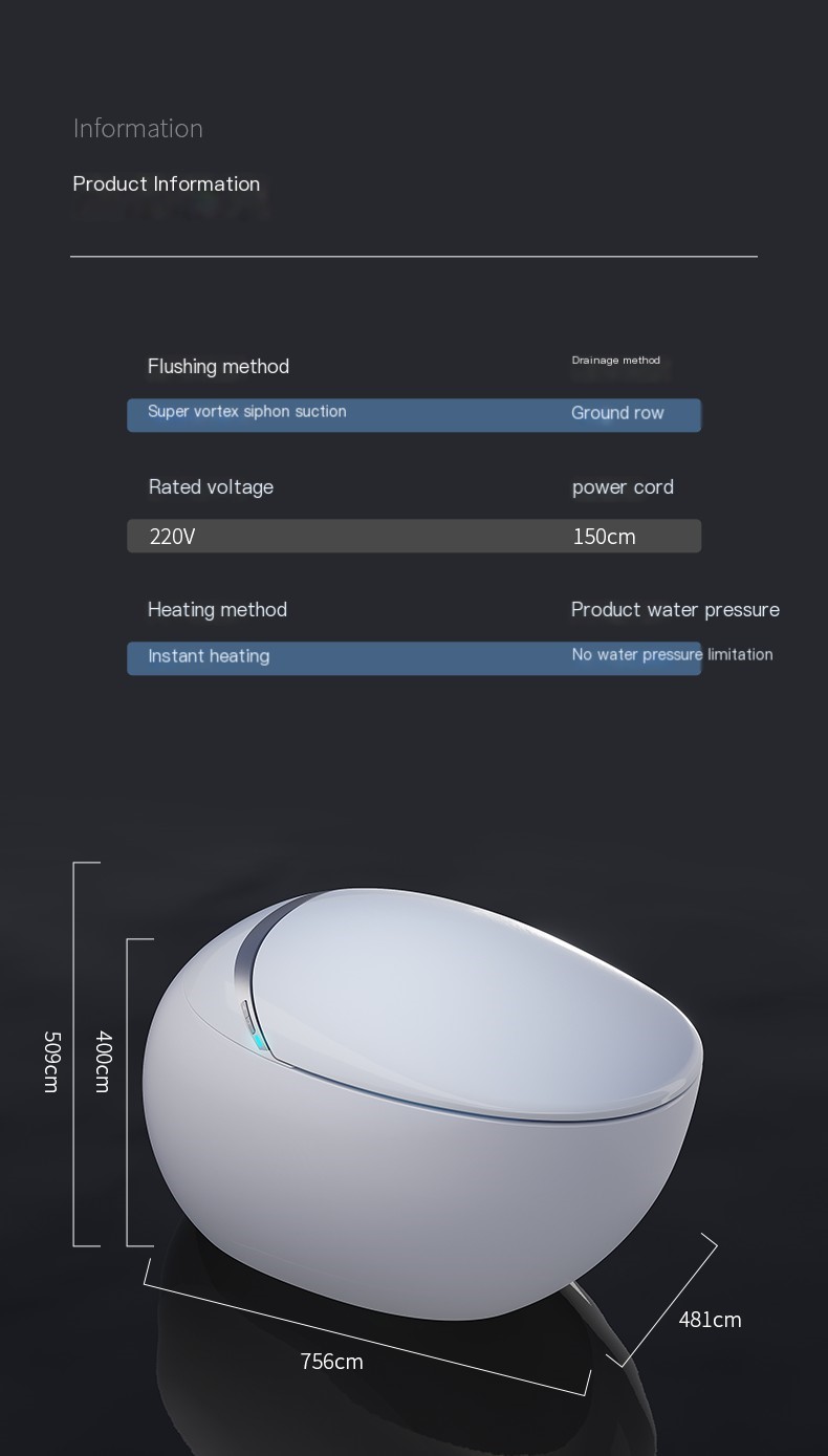 Round Egg Design Color Automatic Ceramic Toilets Bowl Electric Bathroom Wc Bidet Floor One Piece Intelligent Smart Toilet Bowl manufacture