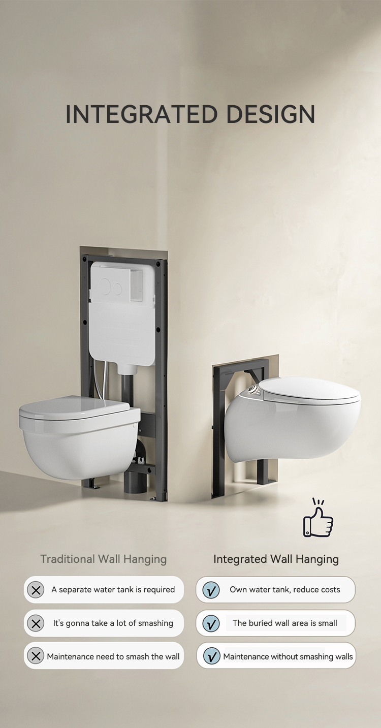 Modern Style Wall Hung Bathroom Smart Toilet Bidet Automatic Flush Intelligent Closestool Bathroom Smart Toilets manufacture
