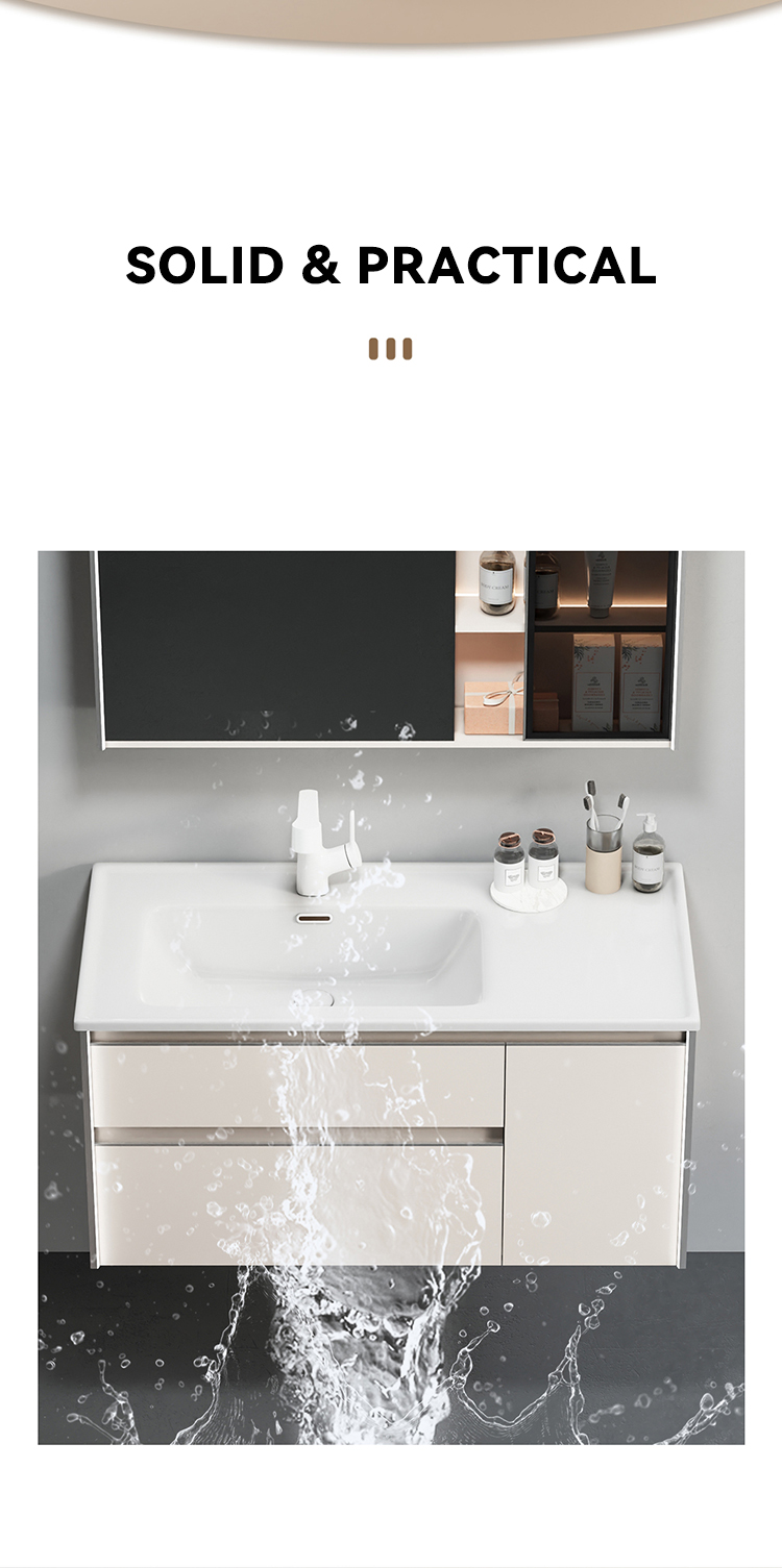 European New Custom Wooden Wall Mounted Bathroom Mirror Cabinet Solid Wood Bathroom Furniture Bathroom Vanities with Sink supplier