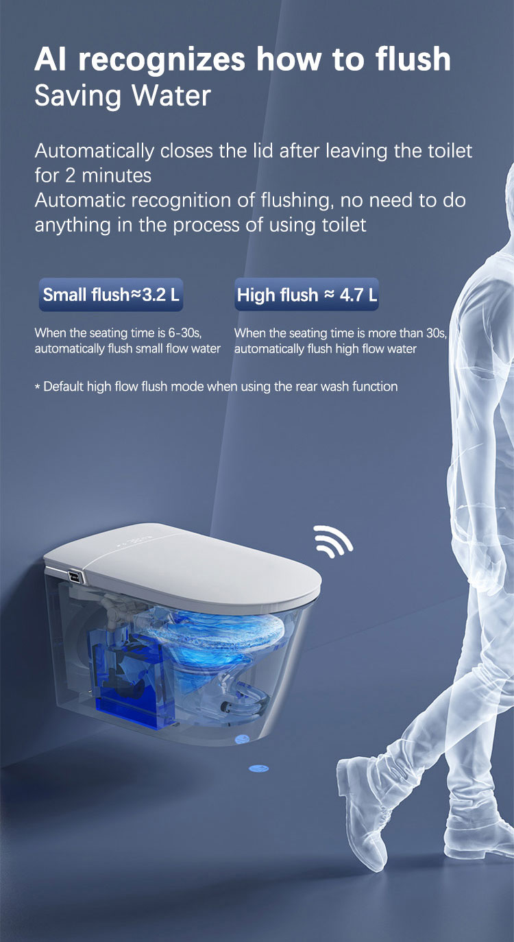Custom Automatic Sanitary Ware Ceramic Wall Mounted Intelligent Toilet Bowl Bathroom Water Closet Wall Hung Smart Toilets factory