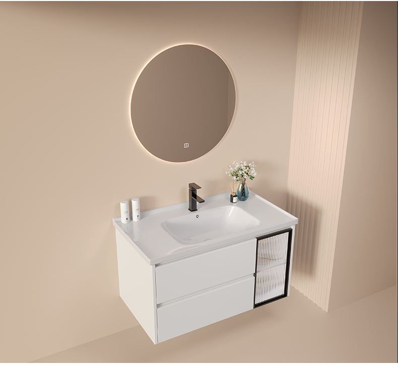 European modern solid wood bathroom cabinet furniture smart mirror wall mounted bathroom vanities supplier