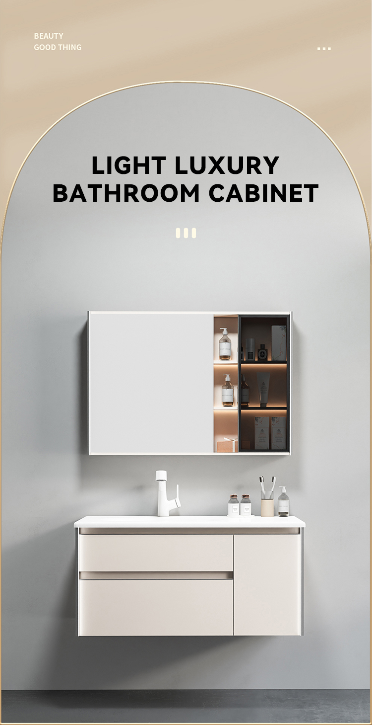 European New Custom Wooden Wall Mounted Bathroom Mirror Cabinet Solid Wood Bathroom Furniture Bathroom Vanities with Sink manufacture