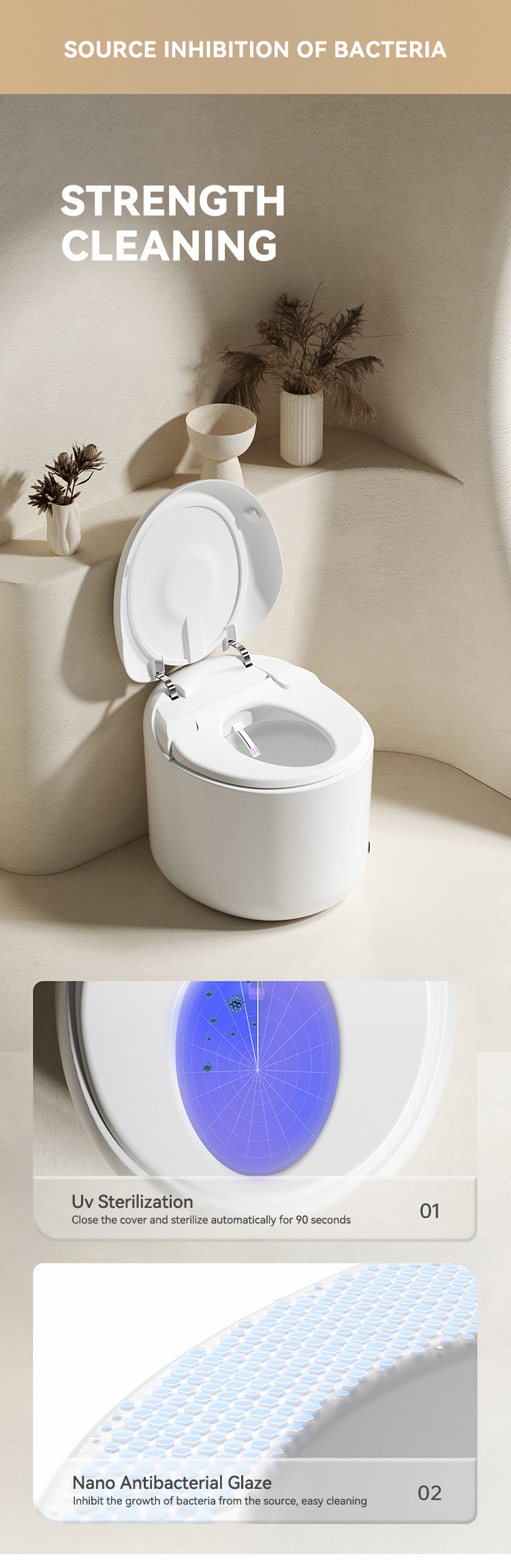 Round Ceramic Sanitary Ware Items Color Automatic Bathroom Wc Intelligent Toilet Bowl Commode Ceramic Round Smart Toilets manufacture