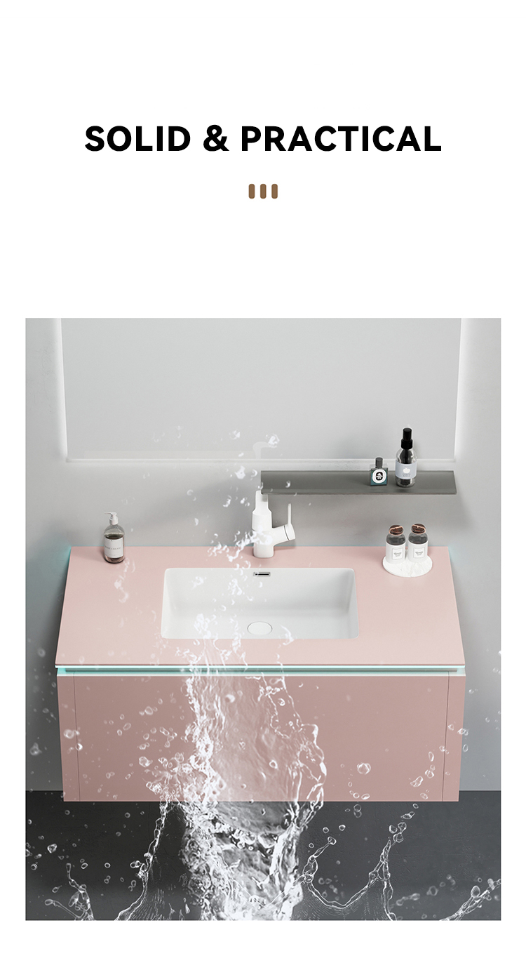 Building Hotel Bathroom Furniture Wall Mounted Led Smart Mirror Sintered Stone Bathroom Cabinet for Construction Project manufacture