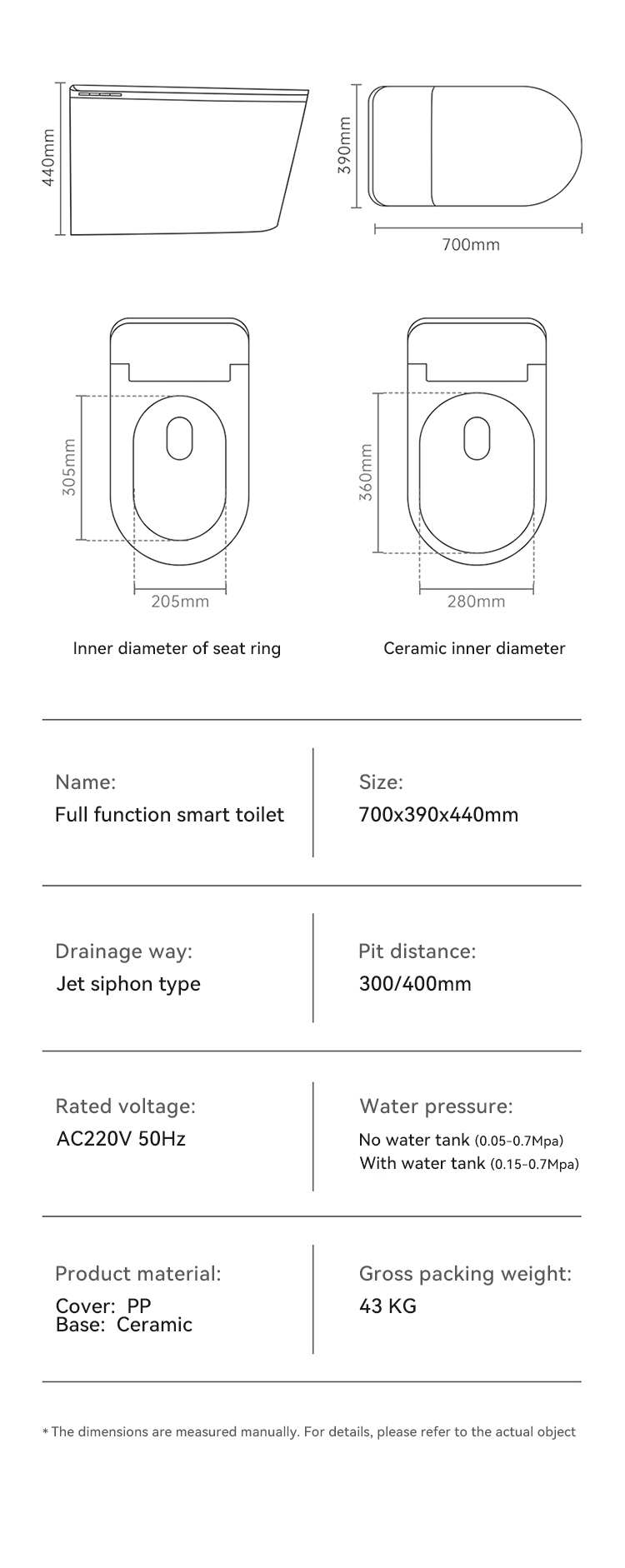 Save Space Automatic Sanitary Ware Floor Mounted Intelligent Commode Bathroom Wc Inodoro Ceramic Smart Toilet factory