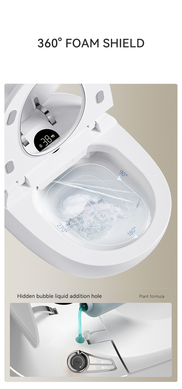 Modern Style Wall Hung Bathroom Smart Toilet Bidet Automatic Flush Intelligent Closestool Bathroom Smart Toilets details