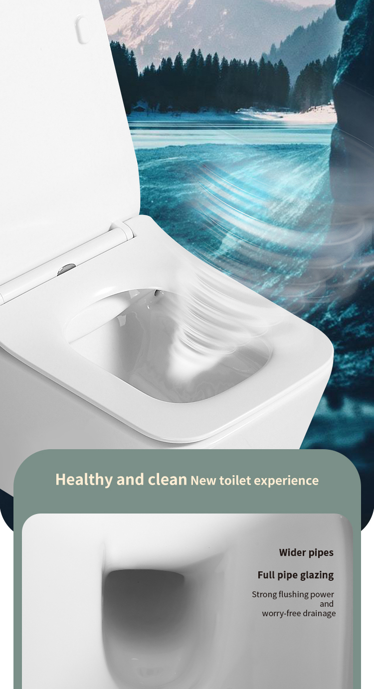 Modern style ceramic one piece bathroom wall flush system hanging toilet wall mount water closet manufacture