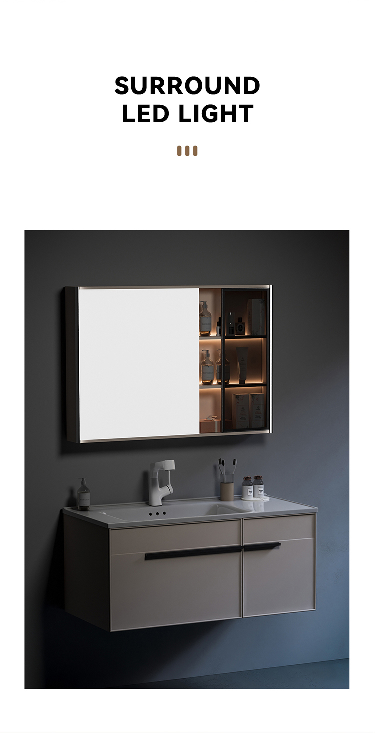 Luxury Bathroom Furniture Wall Mounted Bathroom Mirror Cabinet Solid Wood Bathroom Vanity Cabinets factory