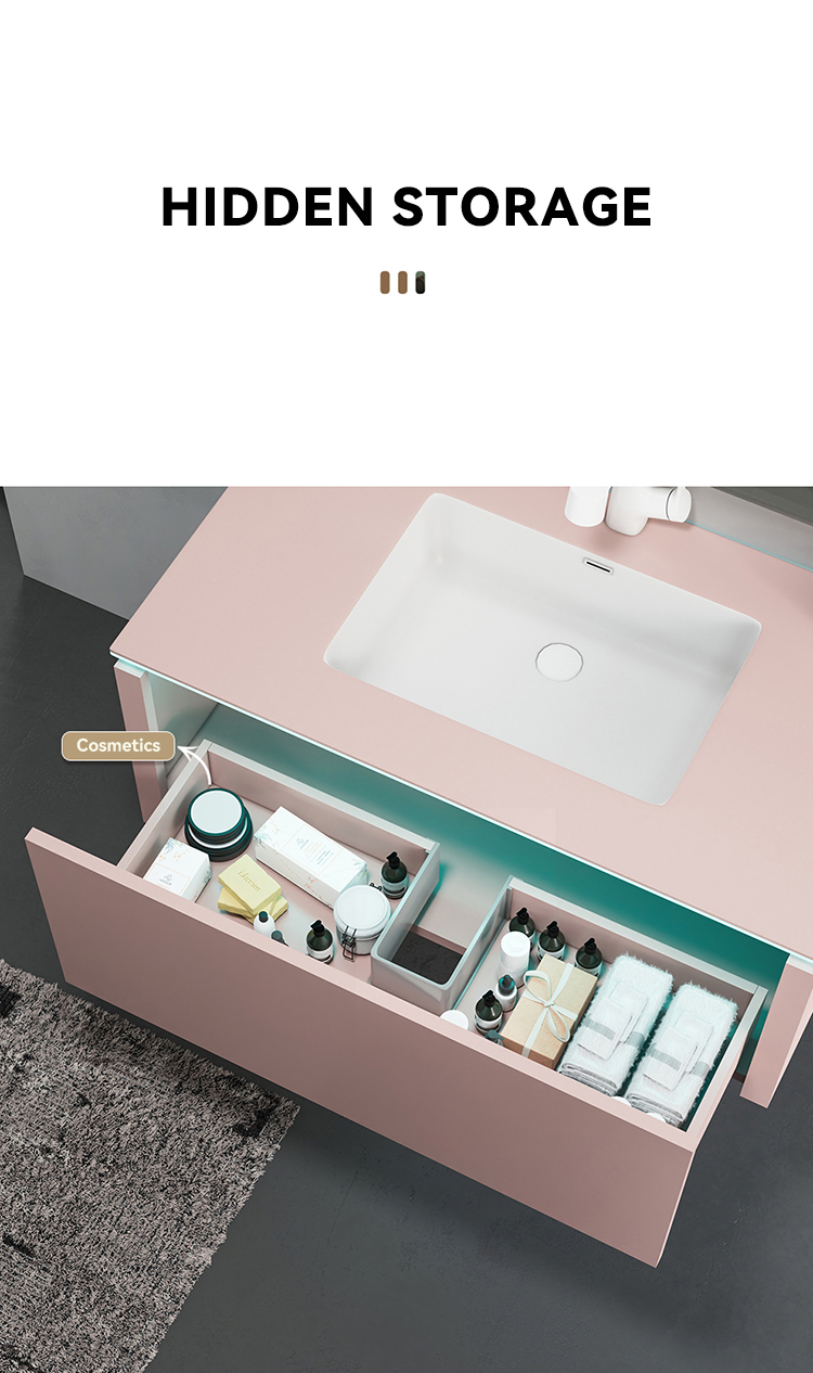 Building Hotel Bathroom Furniture Wall Mounted Led Smart Mirror Sintered Stone Bathroom Cabinet for Construction Project details