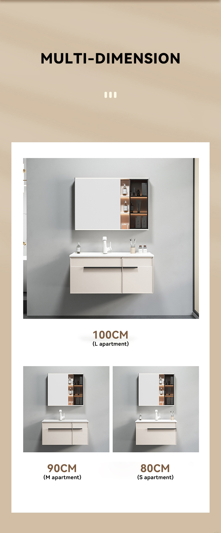 Luxury Bathroom Furniture Wall Mounted Bathroom Mirror Cabinet Solid Wood Bathroom Vanity Cabinets supplier