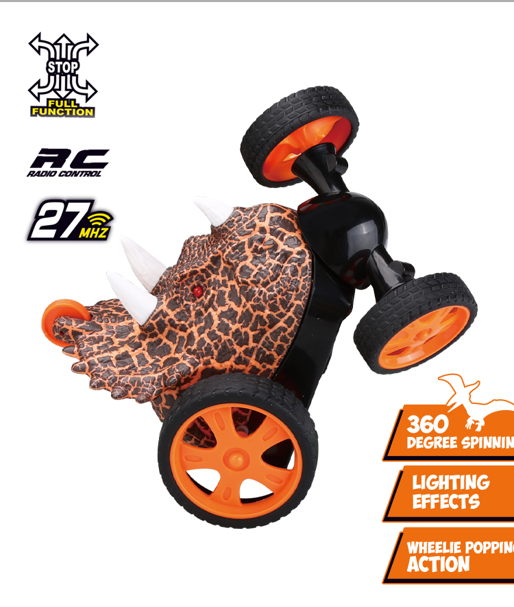 FAST GEARZ - 27Mhz Remote Control Rex Stunt Car Twist Car Electric Toy RC Car Wholesale Stunt 360 Rotation Kids Dinosaur Toys details