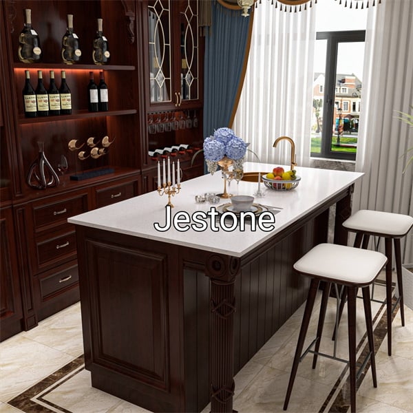 استمتع بسحر أسطح stone ذات اللون الأبيض اللامع لتصميم مطبخ مذهل.