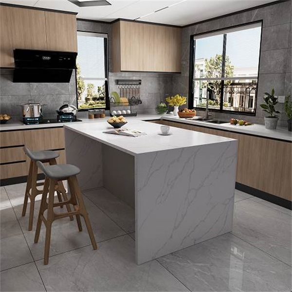 3. Ukufakwa kwezinto ezintsha eziWhite With Gray Quartz Countertops
