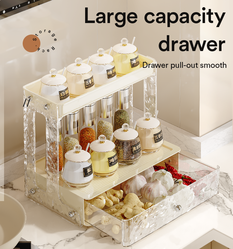 Chengyan Efficient Kitchen Organization Multi-Layered Kitchen Storage Organizer with Drawer Kitchen Organizer Plastic Storage manufacture