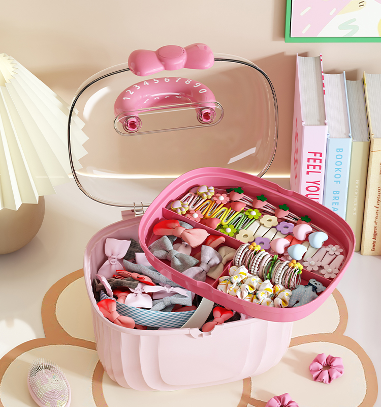 CHENGYAN PP Large Capacity Storage Containers Kids Toys Hair Accessories Organizer Space-Saving 2layer Storage Box Lid factory