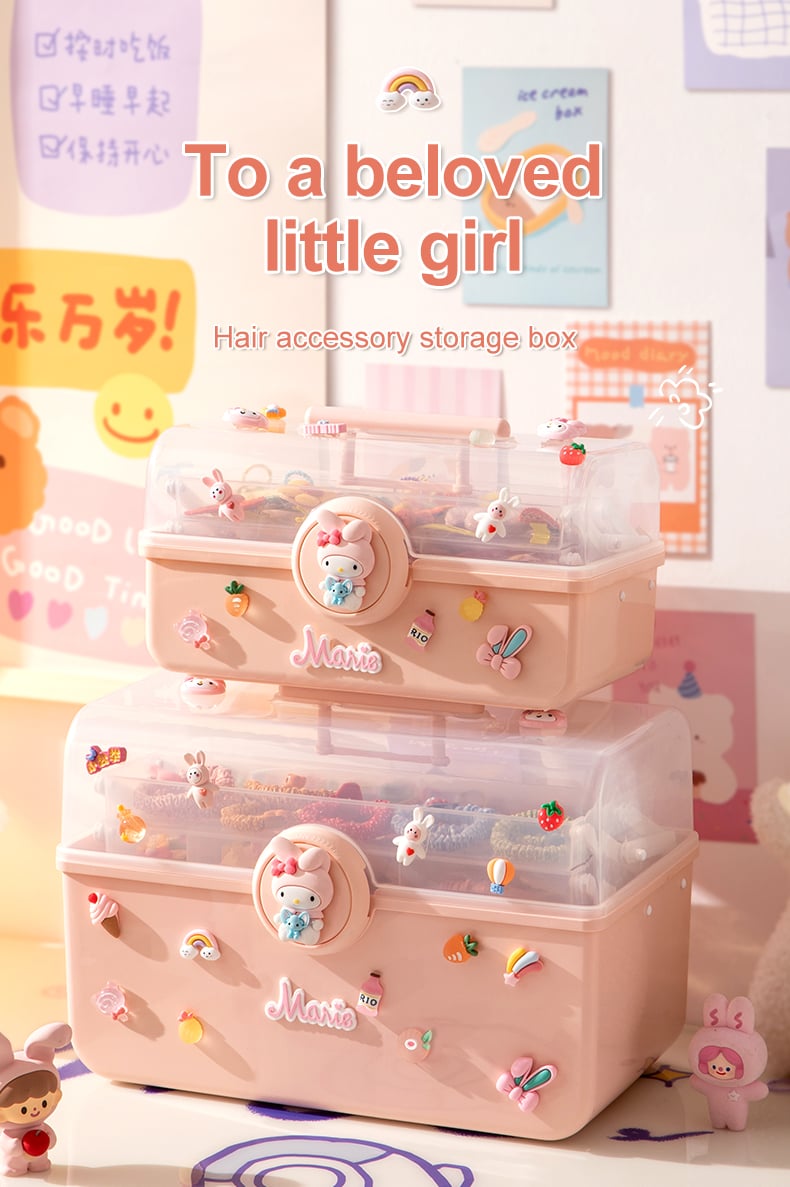 CHENGYAN Large Capacity 3layer Kids Teen & Storage With Lid Hair Accessory Plastic Storage Containers Dustproof details