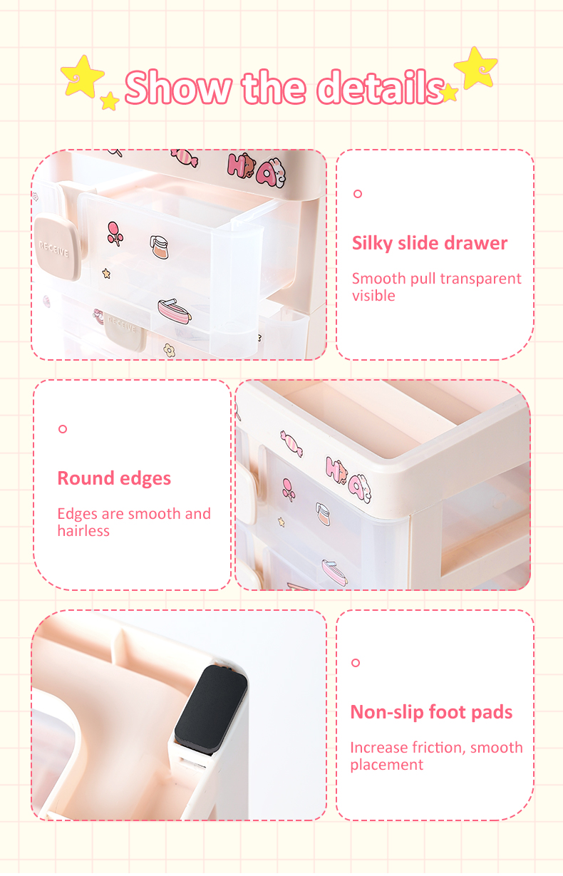 CHENGYAN Multi-Layer Cosmetic Organizer Desktop for Bedroom Luxury Vanity Storage Drawer Organizer Storage Box Bins Dustproof factory
