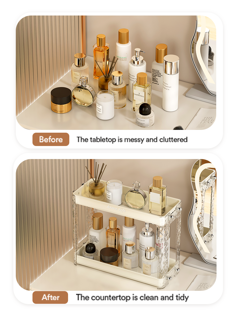 CHENGYAN Easy to Install Double Layer Cream Makeup Organizer Bathroom Shelf Storage Racks & Shelving Units Waterproof factory
